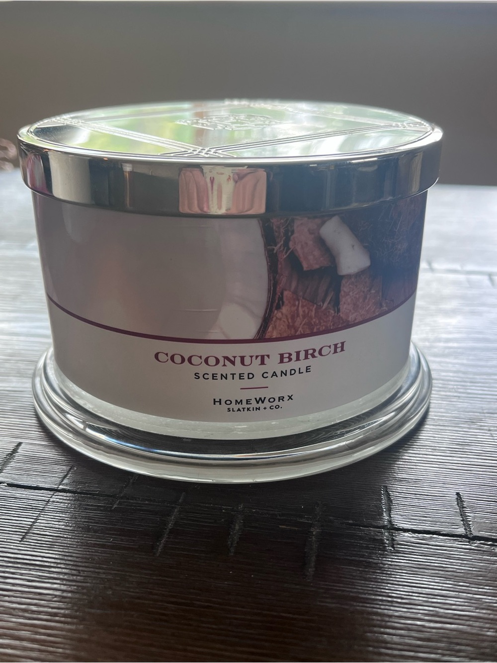 HomeWorx Coconut Birch Scented Candle - White with Silver Lid